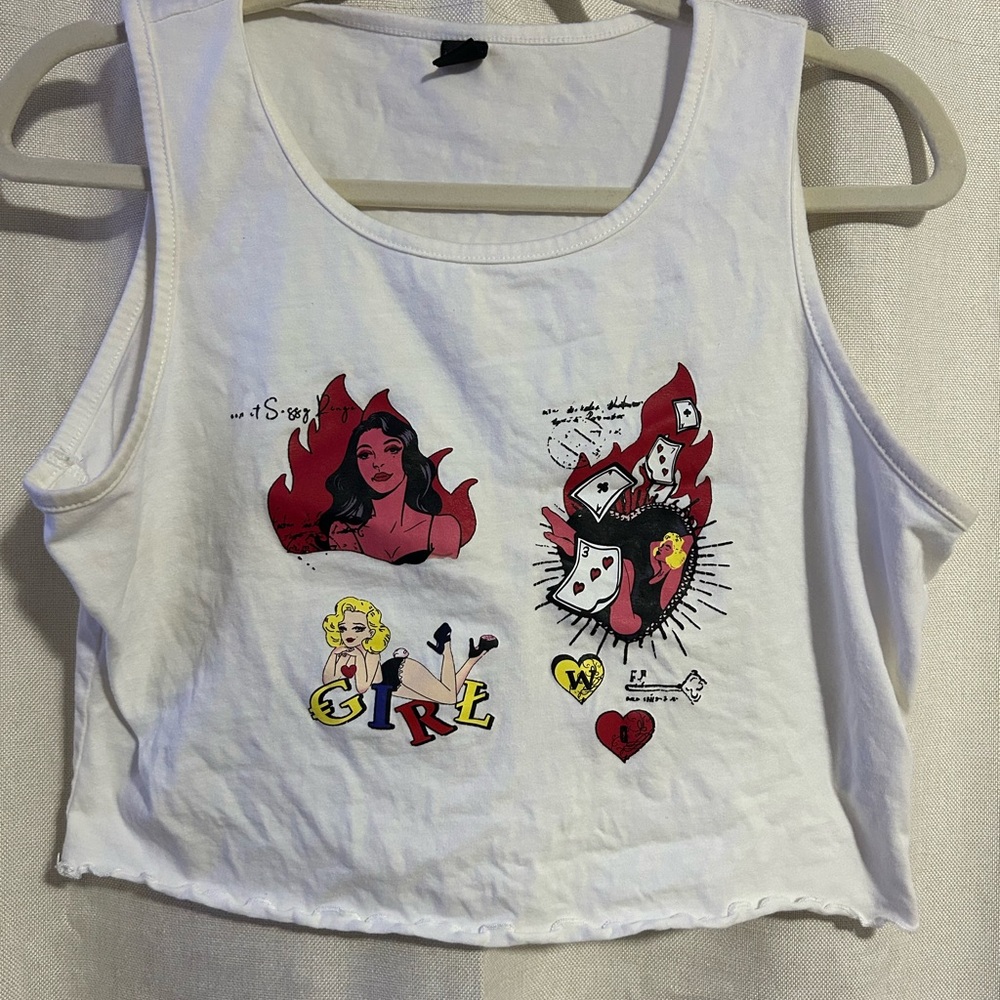 Graphic White Crop Top